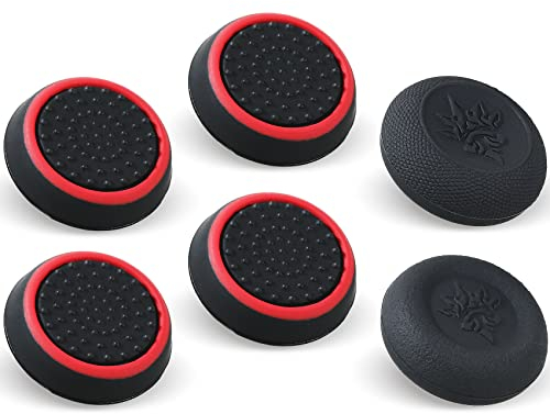 9CDeer Lot de 6 joysticks analogiques performants compatibles avec PS5, PS4, Xbox Series X/S, Xbox One, Switch Pro Controller - Noir et rouge