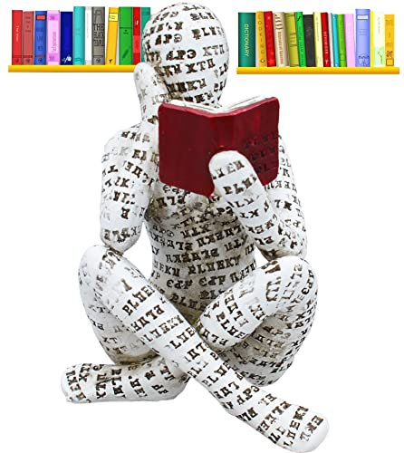 Reading Woman Figurine,Pulp Woman Reading Bookshelf Decor,Thinker Style Resin Ornaments,Modern Abstract Sculptures Collectible Figurines Decoration On Shelf Table Desk for Home/Office/Living Room