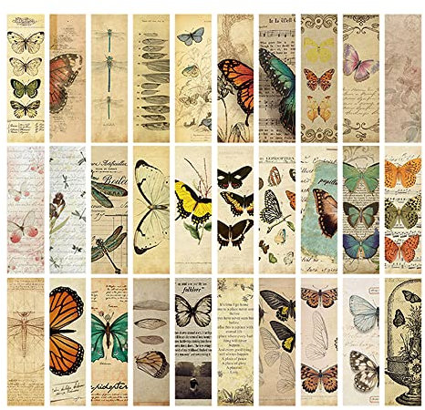 Lesezeichen im Vintage-Stil für Damen und Herren, 30 Stück (Schmetterling)