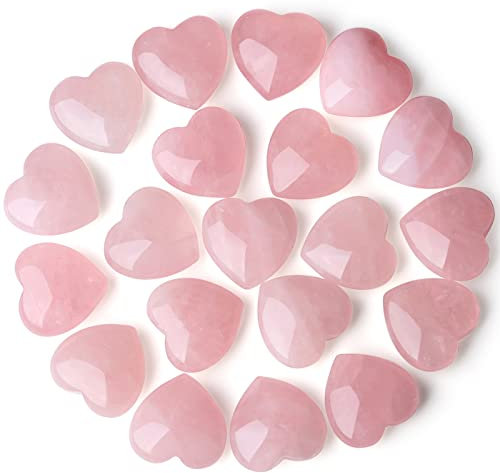 XIANNVXI 20 Pcs Rose Quartz Crystals Rose Quartz Heart Rose Quartz Stones Pink Rose Quartz Crystal Gifts for Women Pink Gifts for Women Reiki Healing Gemstones