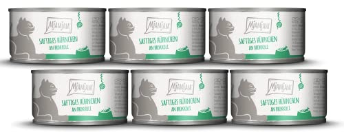 MjAMjAM - Premium Nassfutter für Katzen - saftiges Hühnchen an Brokkoli, 6er Pack (6 x 100 g), getreidefrei mit extra viel Fleisch