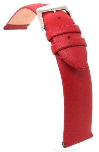 diloy Lederarmband für Dresswatch – Rindsleder ohne Nähte, gepolstert, minimalistisches und elegantes Design, Edelstahlschließe – Größen 12mm, 14mm, 16mm, 18mm, 20mm, 22mm 301 Rot 14mm