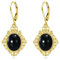 Schwarze Onyx Ohrringe Ovale Tropfen Ohrringe aus Sterling Silber 18 Karat Gelbgold Vergoldet Filigrane Boho Ohrhänger Schmuck Geschenke für Damen und Mädchen (Filigrane Ohrringe schwarzem Onyx)
