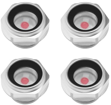 VGOL 4pcs 3/8 Verre de Vue Niveau d'huile de Compresseur d'air Connecteur de Niveau Liquide en Alliage d'aluminium BSP Adapté au Compresseur d'air Vérifier le Niveau d'huile de la Pompe