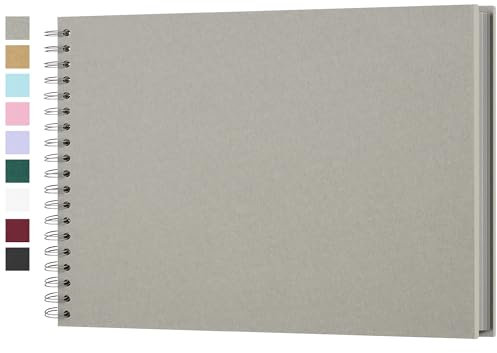 Fotoalbum zum Selbstgestalten, Scrapbook Fotobuch zum Einkleben 28 x 21 cm 100 Seiten, Archivqualität säurefrei DIY Geschenk für Baby, Familie, Jahrestag, Geburtstag, Valentinstag und Hochzeit, Grau