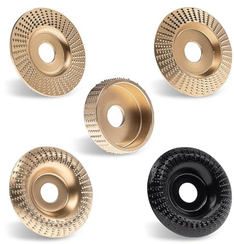 5PCS Angle Grinder Wood Carving Disc Set for 4 and 4 1/2, Attachments with 5/8 inch Arbor, Grinder Cutting Disc Wood Shaping Tools, Grinding Wheel Shaping Disc for Cutting