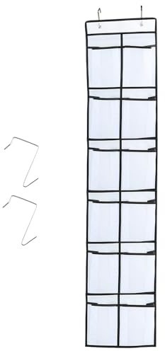 Tabanzhe Over the Door Hanging Shoe Storage Holder-Shoe Organizer Rack with 12 Large Mesh Pockets Gadget Storage for Kitchen Bedroom Bathroom Closet