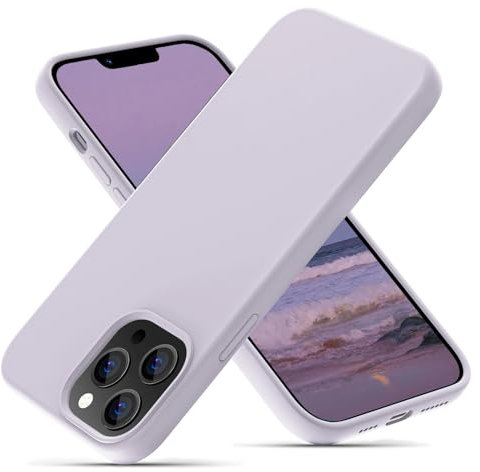 OIIAEE Silicone Case Designed for iPhone 13 Pro Max Case, Ultra Slim Shockproof Protective Liquid Silicone Phone Case with Soft Anti-Scratch Microfiber Lining, 6.7 inch, Morandi Purple