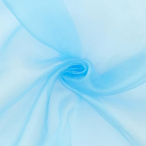 Organza Stoff, Dekostoff zum Nähen, Meterware, uni hellblau (Länge am Stück: ab 100cm / Breite: 145cm)