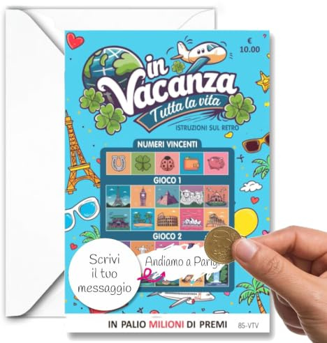 Biglietto Viaggio Sorpresa, Gratta e Vinci Vacanza, Idee Regalo Viaggio | Biglietto regalo viaggio a sorpresa per auguri di compleanno, Natale, laurea; buono regalo da compilare con la destinazione
