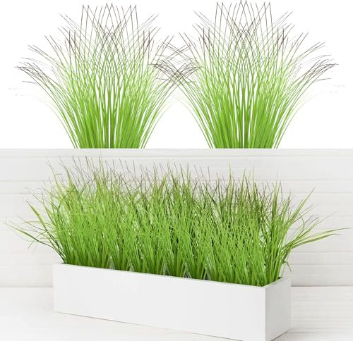 TNSLAND 12 Pcs Fausse Plante Intérieur Extérieur Herbe Artificielle D'Extérieur à Tige Verte Plantes de Balcon Artificielles Herbe de Blé Gazon Décoratif D'Intérieur et D'Extérieur avec Protection UV