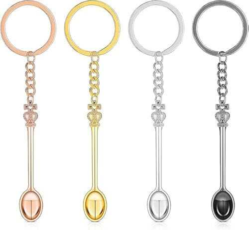 4 Piezas Mini Cuchara, Cuchara de Muestreo, Espátula de Laboratorio Mini Cuchara, Juego de Mini Cucharillas, Soporte de Cuchara Corona, Espátula de Laboratorio para Mezclar y Tomar Muestras