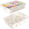 SINJEUN 2 Pack Snackle Box Container, Clear Plastic Divided Serving Tray with Lid and Handle, 8 Compartments Snackle Box for Organize Fruit, Vegetable, Candy