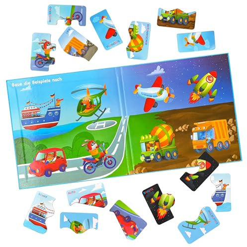 MAGNIKON UD111- Erste Große Puzzles 2 Teile Verkehrsmittel mit 16 Magneten, Kleinkinder Magnetisch Duo Kinderpuzzles, Lernspiel für Autofahrt, Kinder Beschäftigung, Spiele für Unterwegs