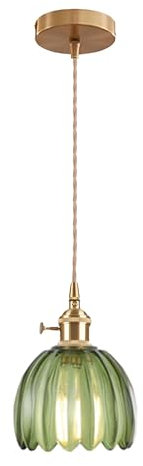 Hnexsei Pendelleuchte aus Glas für Kücheninsel, elegante Pendelleuchte mit An-/Ausschalter, perfekt für die Beleuchtung von Schlafzimmer oder Esszimmer (Grün)