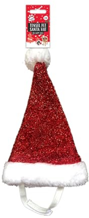 Pet Tinsel Santa Claus Christmas Hat - Small/Medium
