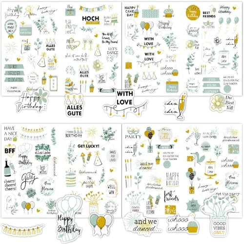 Geschenke Sticker, 170 Stück Geburtstag Sticker Set, Kinder & Erwachsene Geburtstagssticker, Ür Scrapbook Oder Journal, Gästebuch, Fotoalbum Geschenke