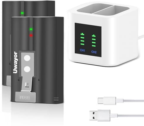 Uwayor 2 Pack 6040mAh Rechargeable Battery with Charger Station for Ring-Doorbell Camera 2/3/4/3plus, Stick Up Cam Indoor and Outdoor(2nd & 3rd Gen) and Spotlight Camera