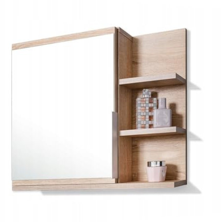 Spiegelschrank 60x50 Sonoma Eiche, Badezimmerschrank mit Ablagen, Badezimmerspiegel, Hängeschrank - Recht