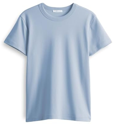 OPUS Damen Kurzarmshirt | T-Shirt SAMUN Slim aus BCI Cotton Mix Oxford Blue, 36