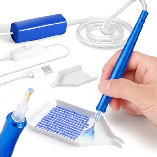 PP OPOUNT Electric Diamond Paint Pen - Vacuum Diamond Paint Pen, Diamond Paint Accessories Tools, Diamond Paint Tool with Storage Tray, Long-Lasting and Stable (Blue)