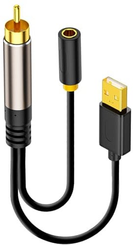 MISYNLON Digital Coaxial RCA to 3.5mm Female with USB Interface Adapter Stereo Audio Cable, S/PDIF RCA Male to AUX 3.5mm Audio Cable for TV Blu-ray DVD Set-top Boxes, PS4, Speaker, Amplifier-0.2M