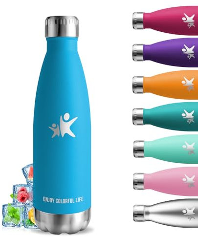 Trinkflasche Edelstahl, Trinkflasche 0 5 liter, BPA-Freie, Thermosflasche Doppelwandige, Trinkflasche Auslaufsicher, Kann mit dir tragen, Trinkflasche Metall, Wasserflasche für Schule, Büros, Reisen