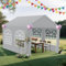 Froadp Tonnelle stable 3 x 4 cm avec tube rond en acier, bâche de toit en polyéthylène et parois latérales de fenêtre – Tente de mariage, tente de réception, 3 x 4 m comme pergola, tonnelle de jardin