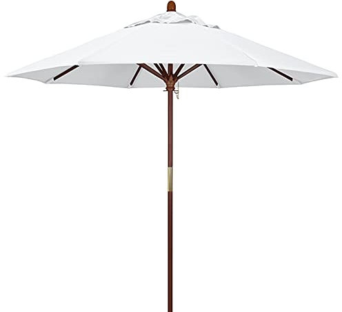 HPTHLY Parasols De Jardin Blancs pour Terrasse, Table De Marché, avec Mât en Bois, Résistant Aux Intempéries Et Aux UV, pour Piscine, Plage, Terrasse, Pelouse.,White-2.7m/9ft