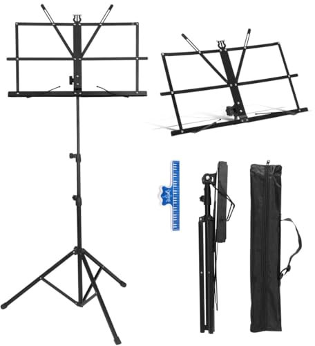 2-in-1 klappbarer Notenständer & Desktop-Ständer mit verstellbarer Höhe, Stativ & Tragetasche, leichter Notenblatthalter