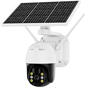 4G SIM Card Solar Camera 3MP HD Wifi PTZ Outdoor Camera PIR Detection Battery Powered Wireless Security Surveillance(4G Battery x 32G)