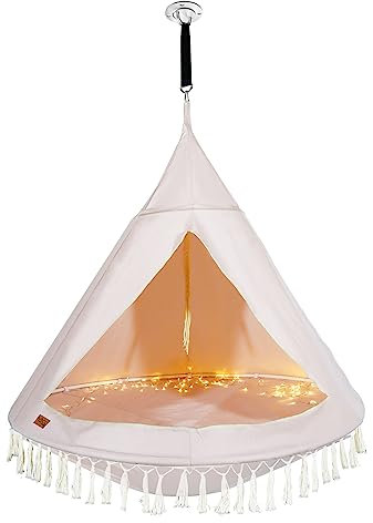 CCLIFE Nestschaukel mit Zelt Ø 120 cm Schaukel Indoor & Outdoor Hängehöhle Hängezelt für Kinder & Erwachsene Max.120kg in Rosa