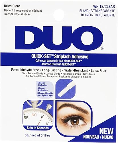Duo Quick Set Clear Lash Glue, Striplash Adhesive with Applicator, Latex Free, Rapid Dry, Easy Use, Dries Clear, False Eyelash Glue, 5 g, (Pack of 2)
