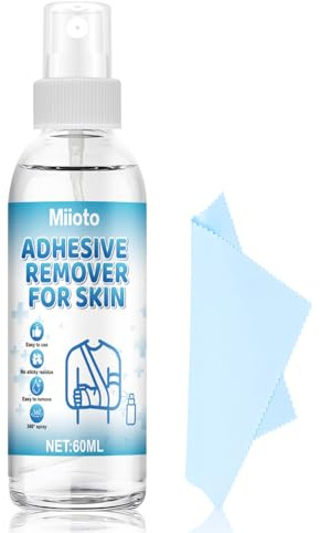 Eliminador Adhesivo Spray, Spray Removedor de Adhesivo Piel, Fórmula Oleosa | Spray Quita Apósitos, Disuelve Rápidamente se Puede Quitar Fácilmente sin Dejar Residuos Pegajosos, 60ml