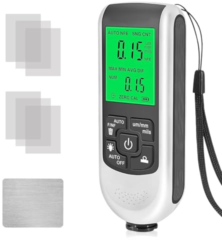 Tronisky Digitales Schichtdickenmessgerät, Lackmessgerät Auto mit Tragbarem Seil, 0-2000UM Lackdickenmessgerät für Auto, Lackschichtdickenmessgerät mit LCD-Anzeige Fe & NF für Gebrauchtwagenkäufer