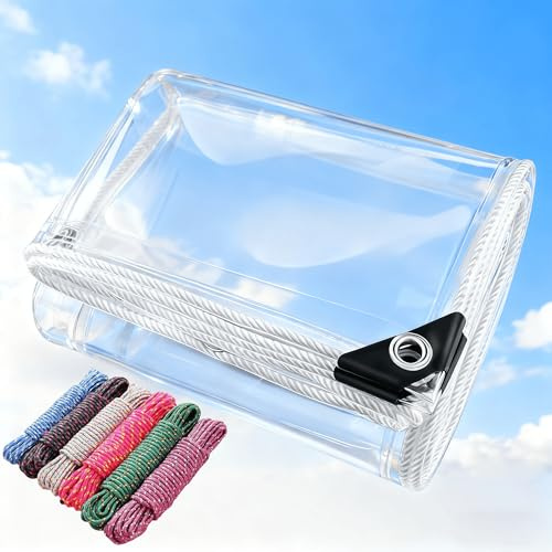 Bâche Transparente 120 x 140 cm en PVC Bache Transparentes Exterieur Plastique Epaisse Multifonction Utilisable en Extérieur, Couleur Transparente