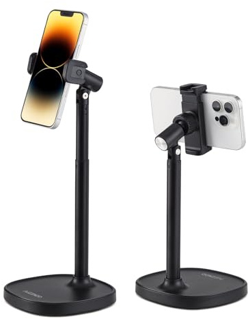 PJZZNDD Soporte Movil Mesa Regulable en Altura y Ángulo, Soporte Móvil para Escritorio Compatible con iPhone 17 16 15 14 13 12 Mini Pro MAX XS XR X, Samsung, Smartphone