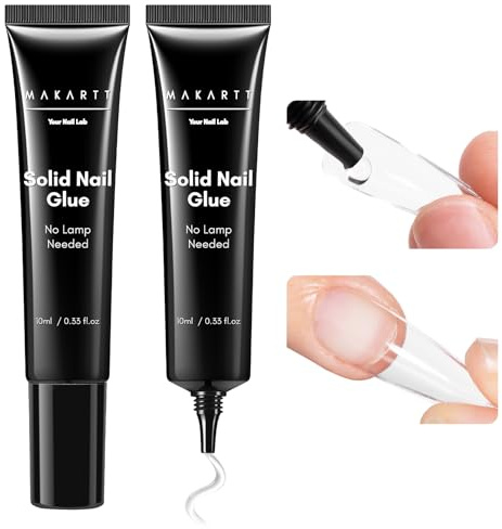 Makartt Nagelkleber Für Kunstnägel Semi Solid 20s Ohne UV 2x10ml | Extra Starker Semi Solid Nagelkleber Mit 4 Wochen Halt, HEMA Frei, Ohne UV Lampe Für Press On Nails Und Tips