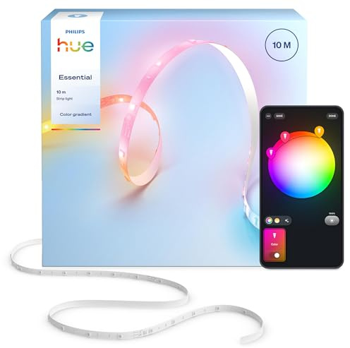 Hue Essential 10-Meter-LED-Lightstrip, RGBIC, lebendige Farben, flexible Innenbeleuchtung, einfache Installation, App- und Sprachsteuerung, kompatibel mit Alexa, Google Assistant und Apple Home