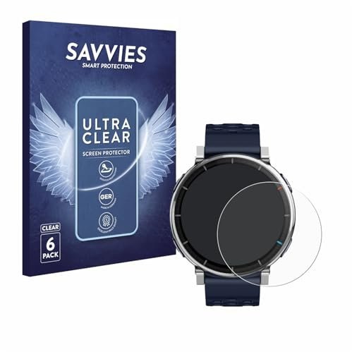 Savvies Schutzfolie für Amazfit Active 3 Premium | 6 Stück Transparenter Displayschutz Made in Germany Ultra-Klar Displayschutz-Folie