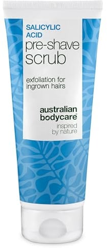 Salicylsäure Pre-Shave Scrub gegen Eingewachsene Haare, Rasurbrand & Rasierpickel – AHA/BHA & Physisches Dual Peeling mit Salicylsäure, Glykolsäure, Allantoin & Aprikosenkern für glatte Rasur - 100 ml