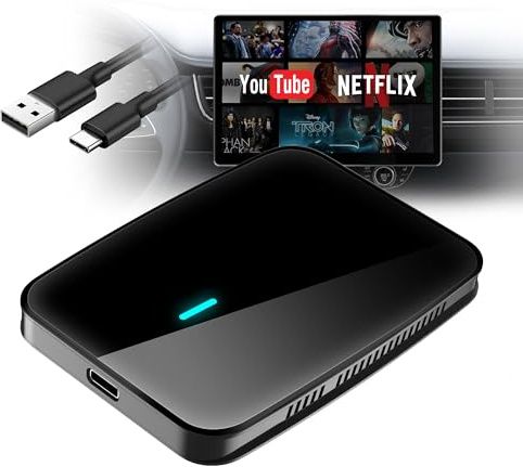 ATOTODIRECT Adattatore CarPlay Android Auto Wireless, AI Box CarPlay per Cavo CP/AA, Doppio WLAN e Bluetooth IoT Hub, BLE, per Netflix/YouTube, DriveChat AI Voice, CB4A