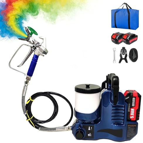Kabelloser Farbsprüher – 1200 ml Kapazität mit 2 Batterien und Rucksack, 6 Geschwindigkeiten einstellbar für Wand, Möbel, Zaun, Latex-Ölfarbe
