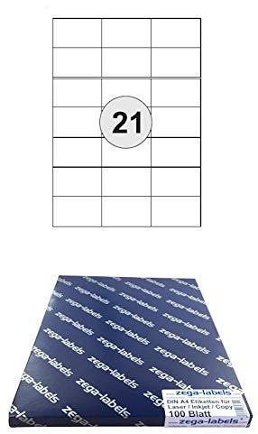 1.200 Etiketten 97 x 42,3 mm wetterfeste Polyester Folie weiss matt stark haftend auf DIN A4 Bögen (2x6 Etiketten) - 100 Blatt Pack - Universell für Laser/Farblaser einsetzbar - 97x42mm - 12-teilig