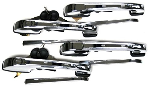 4 x Retro Türgriff Türöffner Griff Set + Schlüssel Schloss Set Chrom