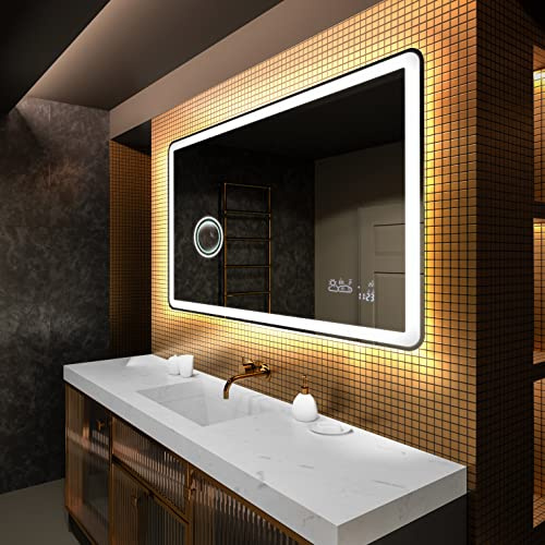 Badspiegel mit Beleuchtung - Led Spiegel Bad - 150x80 - Badezimmerspiegel Nach Maß - auf Individuelle Bestellung Gefertigt - Modernes Design - Ohne Rahmen
