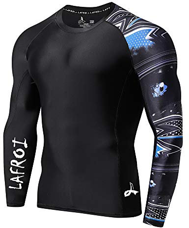 LAFROI Herren Langarm UPF 50+ Kompressionsshirt Rash Guard-CLYYB (Asymmetric Gaze,XL)