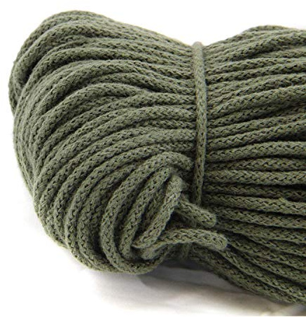 nts Nähtechnik 100m Baumwollkordel / 4mm breites Seil aus Baumwolle mit Polyester Kern/Deko Schnur (olivgrün, 4)