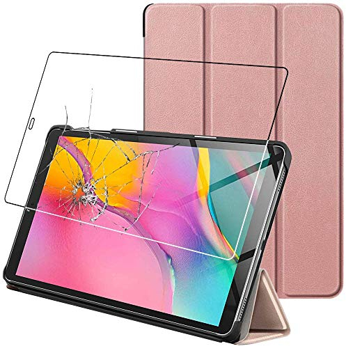 ebestStar - Hülle für Samsung Galaxy Tab A 10.1 2019 T510 T515, Slim Smart Cover (Ultra Dünn), Schutzhülle Etui, Ständer Case Cover, Pink Gold + Panzer Schutz Glas