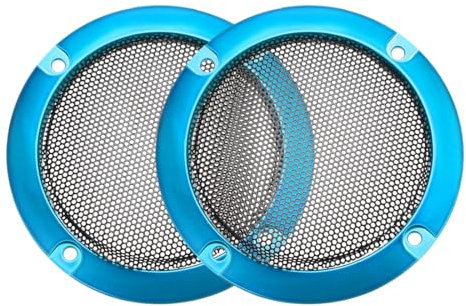 sourcing map Altavoz Rejilla Cubierta 3 Pulgada 95mm Malla Decorativa Círculo Subwoofer Guardia Protector Negro y Azul 2 Piezas